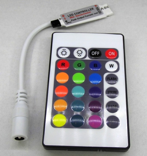 Mini RGB Controller und Dimmer mit 24 Tasten Fernbedienung 12V 12A
