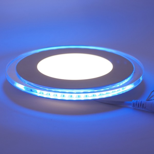 LED Downlight 10W blau beleuchteter Glasrand warmweiß neutralweiß