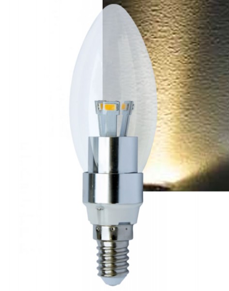 LED E14 3,5W Leuchtmittel kerzenform warmweiß Metall
