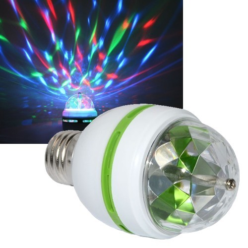 LED Discolampe E27 RGB rotierende Discokugel 3W