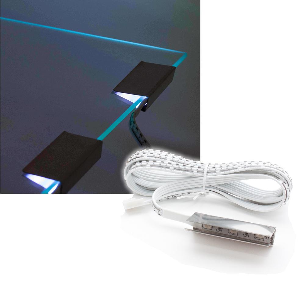 RGB LED Glaskantenbeleuchtung Set mit 2 Clips, Controller & Netzteil |  LEDkauf24.de - LED Ambiente und Beleuchtungslösungen