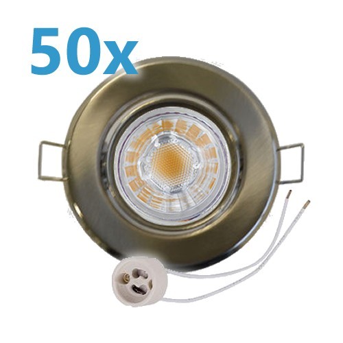50x LED Einbaustrahler gebürstet schwenkbar mit 4W GU10 Leuchtmittel und Fassung 230V