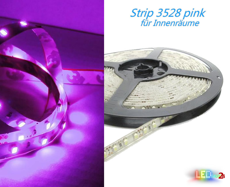 LED Strip PINK 12V 60 LED/m IP20 Wunschlänge   - LED Ambiente  und Beleuchtungslösungen