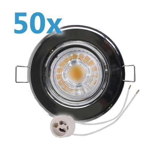 50x LED Einbaustrahler Chrom schwenkbar mit 4W GU10 Leuchtmittel und Fassung 230V