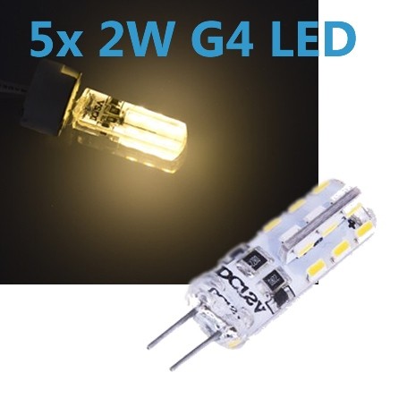 5x G4 LED 2W 12V Leuchtmittel warmweiß (Spot, Strahler, Halogen)