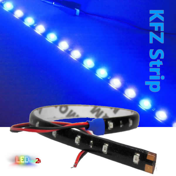 KFZ LED Streifen 30 cm 15 LED Auto Strip BLAU IP65