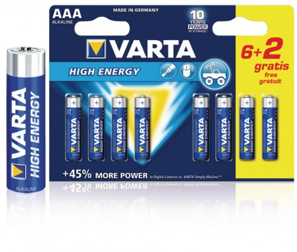 VARTA 8 Alkaline Batterien AAA 1.5V High Energy