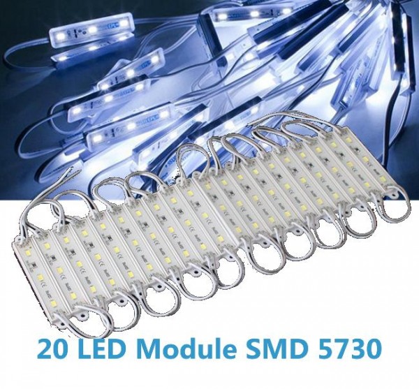 20x LED Modul SMD 5730 kaltweiß IP65 - High Power Module 50lm / Chip