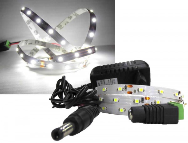 LED Strip Komplettset 1m - 60 SMDs - 3528 - einfarbig KALTWEIß