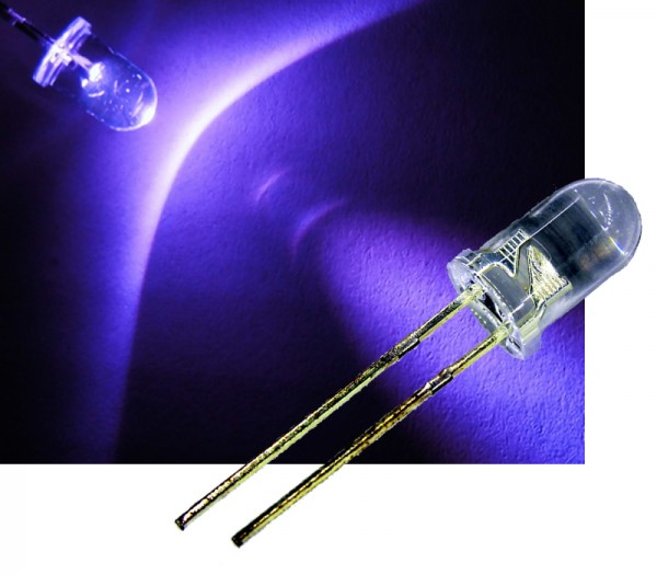 LED Diode 5mm klar PINK 410nm ultrahell