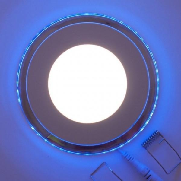 LED Downlight 15W blau beleuchteter Glasrand warmweiß neutralweiß